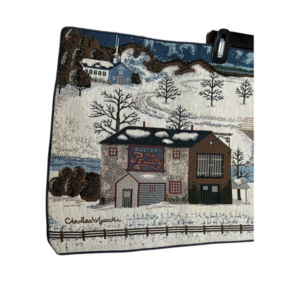 Charles Wysocki tapestry table santa's Coming to Town vintage 1986 AMC A L - Picture 3 of 10